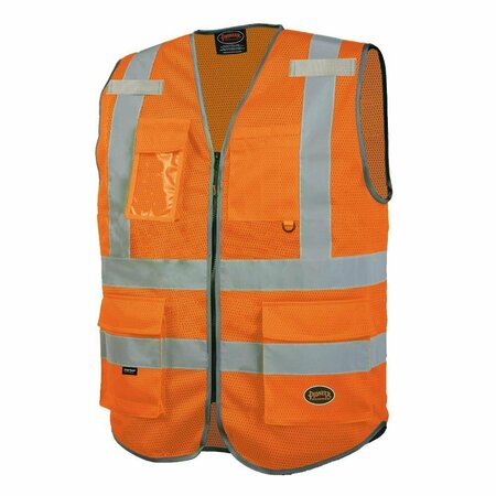 PIONEER Multi Pocket Mesh Vest, Orange, Medium V1024850U-M